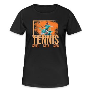 Spiel - Satz - Sieg - Frauen T-Shirt atmungsaktiv - Schwarz - Vorne - AI Model Female 172 light (172cm)