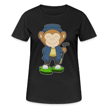 Monkey Pensioner Walking Stick - Women's Breathable T-Shirt - black - Front - AI Model Female 172 light (172cm)