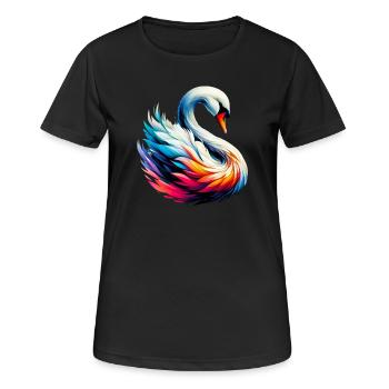 Schwan - Frauen T-Shirt atmungsaktiv - Schwarz - Vorne - AI Model Female 172 light (172cm)
