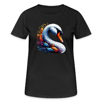 Schwan - Frauen T-Shirt atmungsaktiv - Schwarz - Vorne - AI Model Female 172 light (172cm)