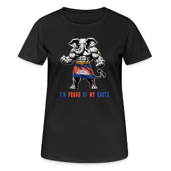 Ich bin stolz auf meine Fährten Kambodscha - Frauen T-Shirt atmungsaktiv - Schwarz - Vorne - AI Model Female 172 light (172cm)