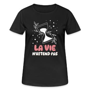 Das Leben wartet nicht - Frauen T-Shirt atmungsaktiv - Schwarz - Vorne - AI Model Female 172 light (172cm)
