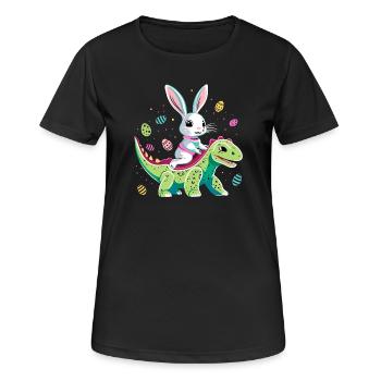 Lapin de Pâques Rides Dinosaure - T-shirt respirant Femme - noir - Devant - AI Model Female 172 light (172cm)