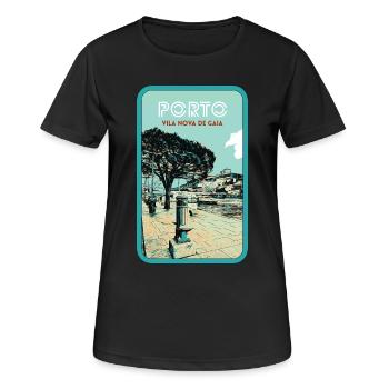 Vila Nova de Gaia: Blick auf Porto - Frauen T-Shirt atmungsaktiv - Schwarz - Vorne - AI Model Female 172 light (172cm)