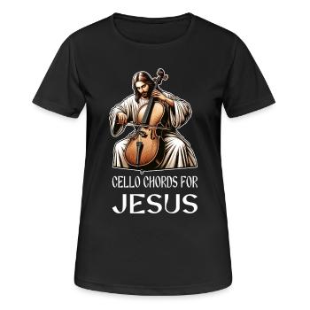 Cello Akkorde für Jesus Christlicher Gott - Frauen T-Shirt atmungsaktiv - Schwarz - Vorne - AI Model Female 172 light (172cm)