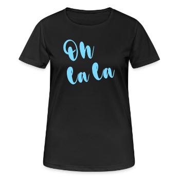 OH LA LA - Frauen T-Shirt atmungsaktiv - Schwarz - Vorne - AI Model Female 172 light (172cm)