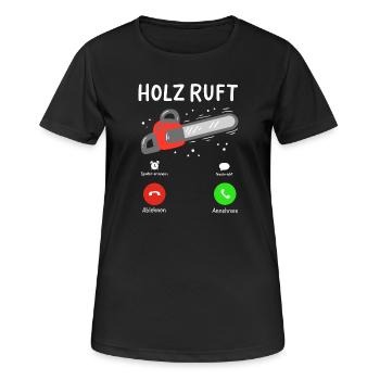 Holz Holzfäller - Frauen T-Shirt atmungsaktiv - Schwarz - Vorne - AI Model Female 172 light (172cm)