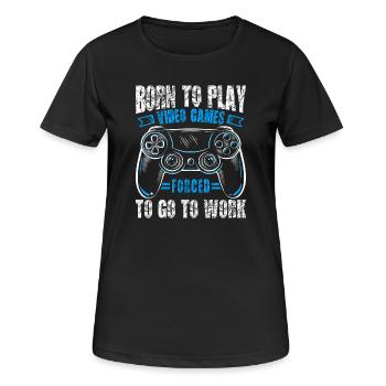 Né pour jouer, forcé de travailler, de jouer - T-shirt respirant Femme - noir - Devant - AI Model Female 172 light (172cm)