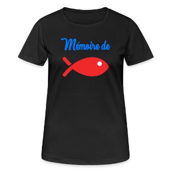 POISSON. MEMOIRE. HUMOUR - T-shirt respirant Femme - noir - Devant - AI Model Female 172 light (172cm)