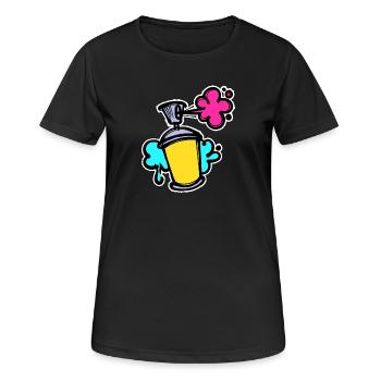 Graffiti Sreet Art Pulvérisateur de bombe aérosol Wildstyle - T-shirt respirant Femme - noir - Devant - AI Model Female 172 light (172cm)