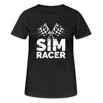 sim racer gaming zielflagge gamer Rennfahrer Logo - Frauen T-Shirt atmungsaktiv - Schwarz - Vorne - AI Model Female 172 light (172cm)