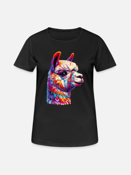Alpaka - Frauen T-Shirt atmungsaktiv - Schwarz