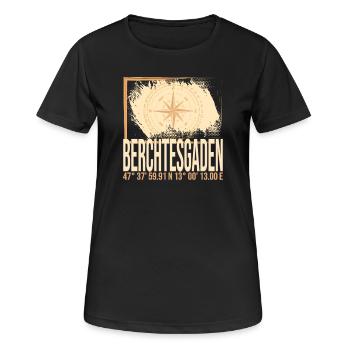 Berchtesgaden Koordinaten - Frauen T-Shirt atmungsaktiv - Schwarz - Vorne - AI Model Female 172 light (172cm)