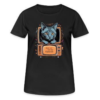 Katze im Fernseher - Frauen T-Shirt atmungsaktiv - Schwarz - Vorne - AI Model Female 172 light (172cm)