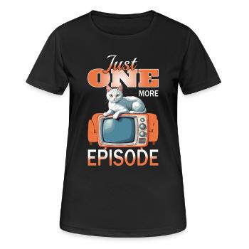 Katze auf dem Fernseher - Frauen T-Shirt atmungsaktiv - Schwarz - Vorne - AI Model Female 172 light (172cm)