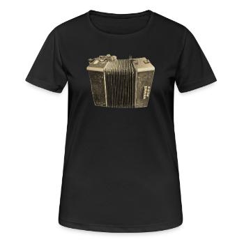 Retro Akkordeon - Sepia - Frauen T-Shirt atmungsaktiv - Schwarz - Vorne - AI Model Female 172 light (172cm)