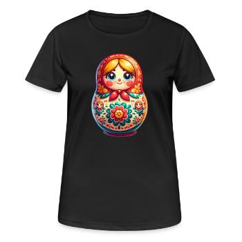 Russe Khokhloma Russie Russe Russe - T-shirt respirant Femme - noir - Devant - AI Model Female 172 light (172cm)