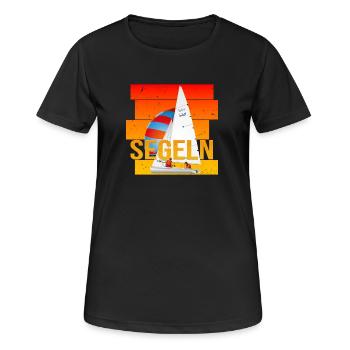 Segeln - Segelsport - Frauen T-Shirt atmungsaktiv - Schwarz - Vorne - AI Model Female 172 light (172cm)