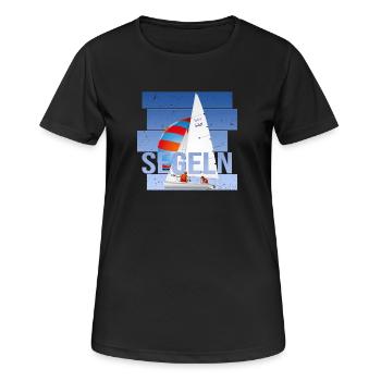 Segeln- Segelsport - Frauen T-Shirt atmungsaktiv - Schwarz - Vorne - AI Model Female 172 light (172cm)