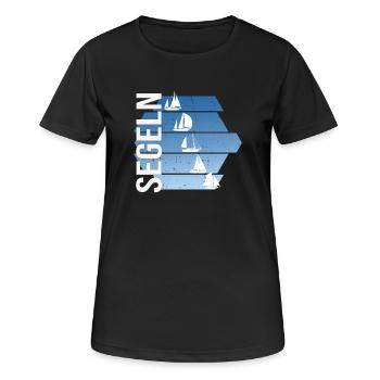 Segeln - Segelsport - Frauen T-Shirt atmungsaktiv - Schwarz - Vorne - AI Model Female 172 light (172cm)