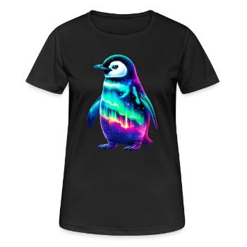 Aurora Borealis Pinguin - Frauen T-Shirt atmungsaktiv - Schwarz - Vorne - AI Model Female 172 light (172cm)
