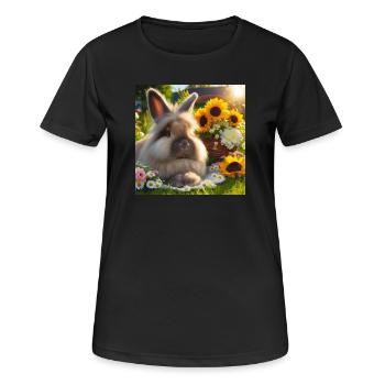 Graues Angorakaninchen - Frauen T-Shirt atmungsaktiv - Schwarz - Vorne - AI Model Female 172 light (172cm)