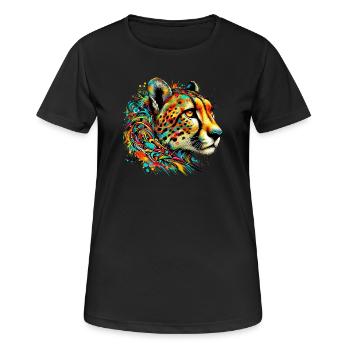 Gepard - Frauen T-Shirt atmungsaktiv - Schwarz - Vorne - AI Model Female 172 light (172cm)