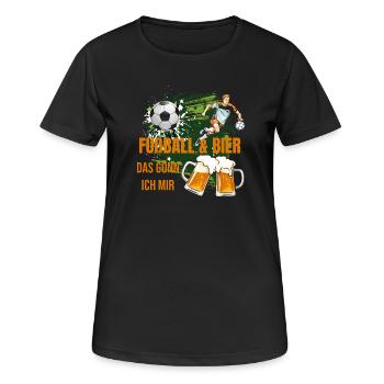Fußball & Bier - Das gönn ich mir - Frauen T-Shirt atmungsaktiv - Schwarz - Vorne - AI Model Female 172 light (172cm)