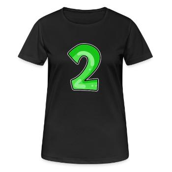 Two - 2 - Number Number - Women's Breathable T-Shirt - black - Front - AI Model Female 172 light (172cm)