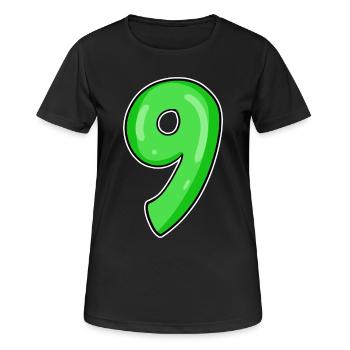 Zahl 9 - Neun - 9 Motiv - Frauen T-Shirt atmungsaktiv - Schwarz - Vorne - AI Model Female 172 light (172cm)