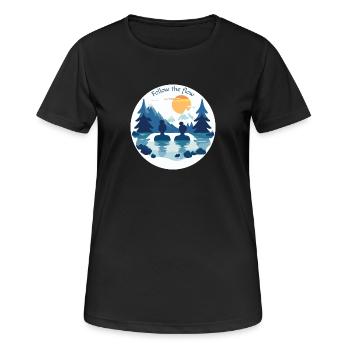 Two women take an bath in the cold mountains - Women's Breathable T-Shirt - black - Front - AI Model Female 172 light (172cm)