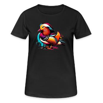 Canard mandarin - T-shirt respirant Femme - noir - Devant - AI Model Female 172 light (172cm)