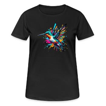 Kolibri - Frauen T-Shirt atmungsaktiv - Schwarz - Vorne - AI Model Female 172 light (172cm)