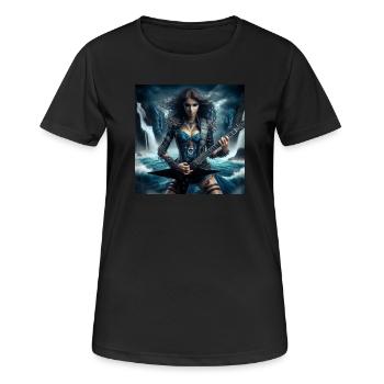 Ocean Metaller, - Frauen T-Shirt atmungsaktiv - Schwarz - Vorne - AI Model Female 172 light (172cm)