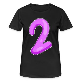 Two - 2 - Number Number - Women's Breathable T-Shirt - black - Front - AI Model Female 172 light (172cm)