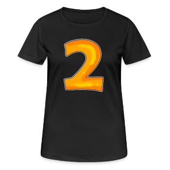 Two - 2 - Number Number - Women's Breathable T-Shirt - black - Front - AI Model Female 172 light (172cm)