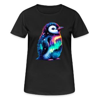 Aurora Borealis Pinguin - Frauen T-Shirt atmungsaktiv - Schwarz - Vorne - AI Model Female 172 light (172cm)