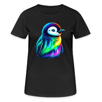 Aurora Borealis Pinguin - Frauen T-Shirt atmungsaktiv - Schwarz - Vorne - AI Model Female 172 light (172cm)