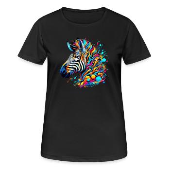Zebra - Frauen T-Shirt atmungsaktiv - Schwarz - Vorne - AI Model Female 172 light (172cm)