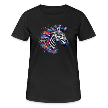 Zebra - Frauen T-Shirt atmungsaktiv - Schwarz - Vorne - AI Model Female 172 light (172cm)