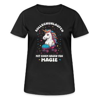 Einhorn Rollschuhlaufen - Frauen T-Shirt atmungsaktiv - Schwarz - Vorne - AI Model Female 172 light (172cm)