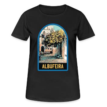 Malerische Gasse, Altstadt, Albufeira - Frauen T-Shirt atmungsaktiv - Schwarz - Vorne - AI Model Female 172 light (172cm)