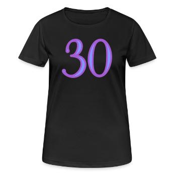 30. 30 ANS. 30e ANNIVERSAIRE. ANNIVERSAIRE 30 ANS. - T-shirt respirant Femme - noir - Devant - AI Model Female 172 light (172cm)