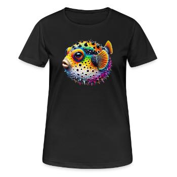 Kugelfisch - Frauen T-Shirt atmungsaktiv - Schwarz - Vorne - AI Model Female 172 light (172cm)