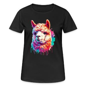 Alpaka - Frauen T-Shirt atmungsaktiv - Schwarz - Vorne - AI Model Female 172 light (172cm)