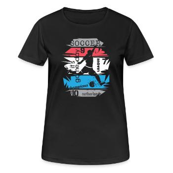 Fußball Niederlande Turnier Team Torschuss Symbol - Frauen T-Shirt atmungsaktiv - Schwarz - Vorne - AI Model Female 172 light (172cm)