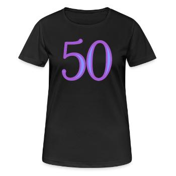 50. 50 ANS. 50e ANNIVERSAIRE. ANNIVERSAIRE 50 ANS. - T-shirt respirant Femme - noir - Devant - AI Model Female 172 light (172cm)