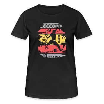 Fußball Spanien Torschuss Illustration Spieler - Frauen T-Shirt atmungsaktiv - Schwarz - Vorne - AI Model Female 172 light (172cm)