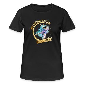 Wo träume gleiten - Eiskunstlauf - Frauen T-Shirt atmungsaktiv - Schwarz - Vorne - AI Model Female 172 light (172cm)