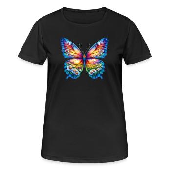 Butterfly flowers daisy daisies - Women's Breathable T-Shirt - black - Front - AI Model Female 172 light (172cm)